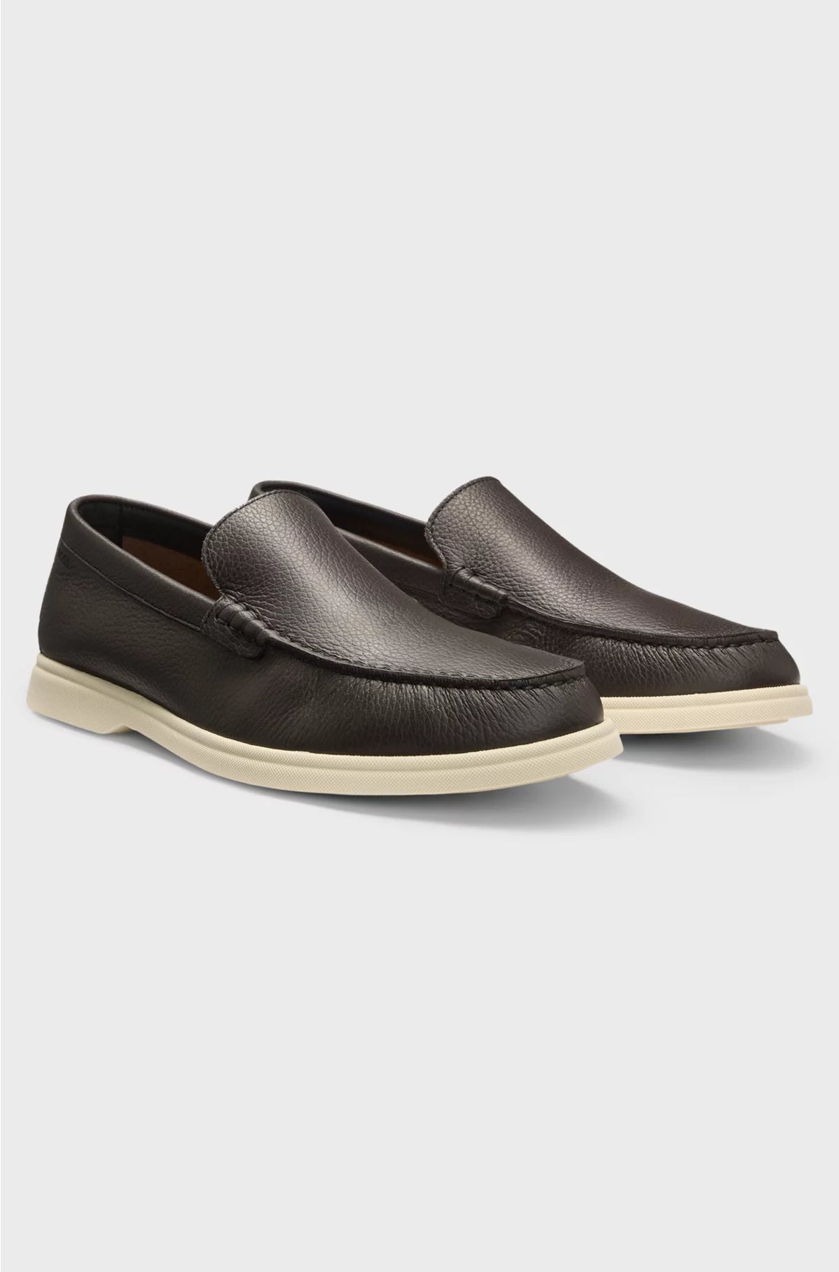 TUMBLED-LEATHER MOCCASINS WITH LOGO DETAIL