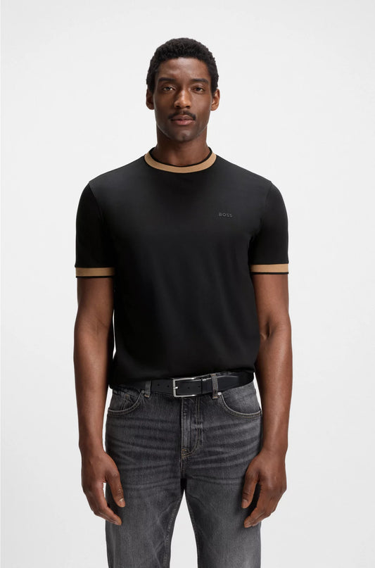 MERCERISED-COTTON SLIM-FIT T-SHIRT WITH CONTRAST TRIMS